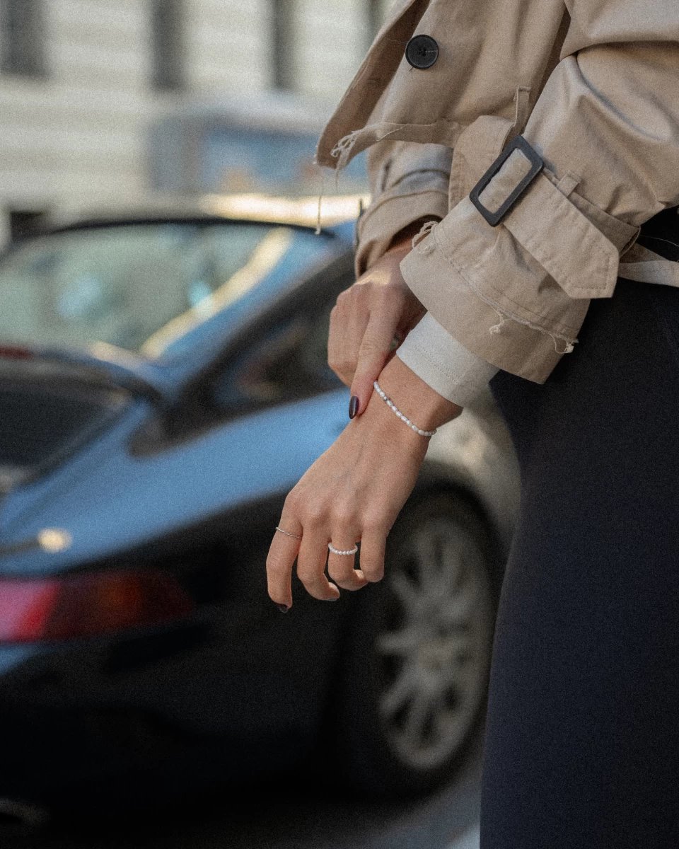 Fehér Édesvízi Gyöngy Ezüst 925 Golyó Karkötő