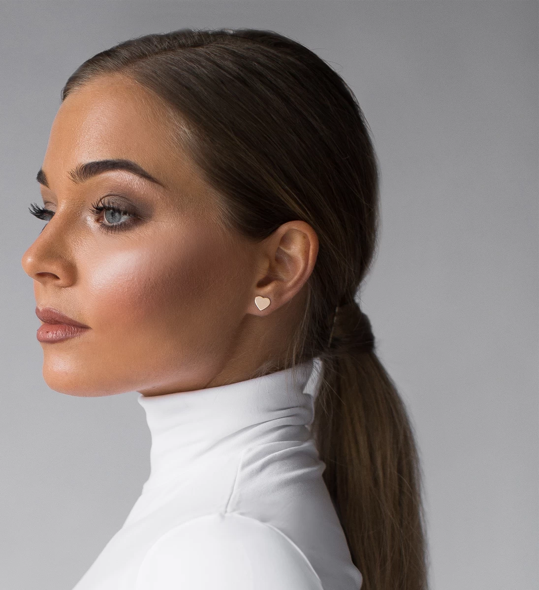 Szív Fehér Arany Fülbevaló