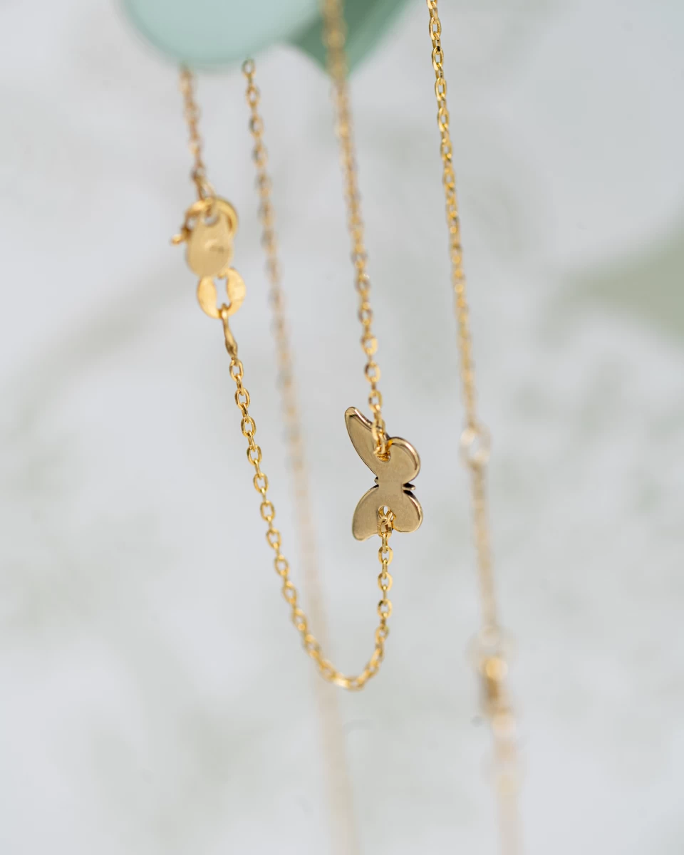 Pillangó Baby Vörös Arany 14K Karkötő