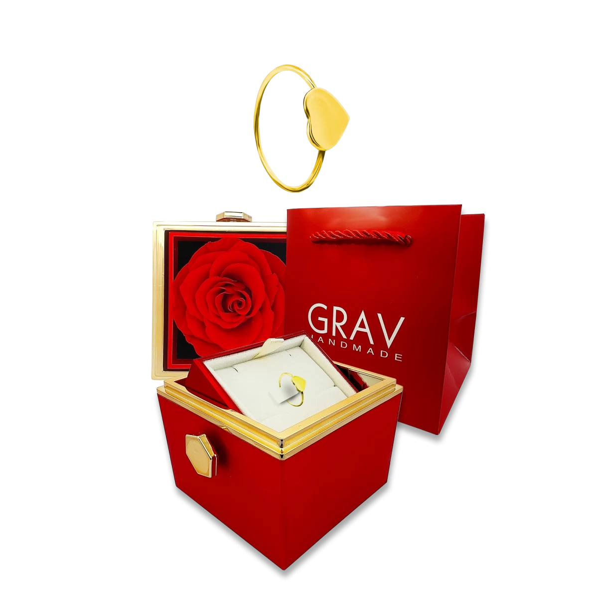 Szív Örök Rózsával Sárga Arany 14K Gyűrű