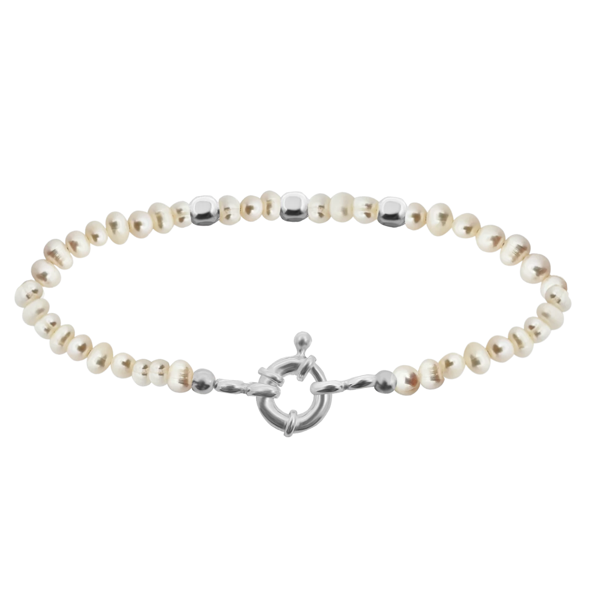 Gyöngy Kockával Ezüst 925 Karkötő