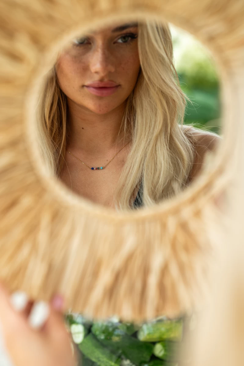 Színes Kristály Fehér Arany 14K Nyaklánc