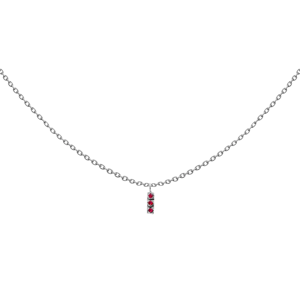3 Piros Cirkónia Féldrágaköves Ezüst 925 Nyaklánc