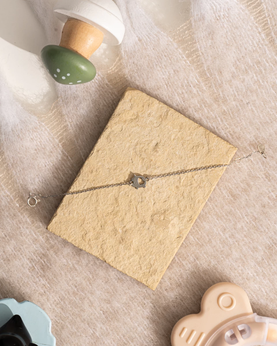 Szerencsemalac Baby Fehér Arany 14k Karkötő