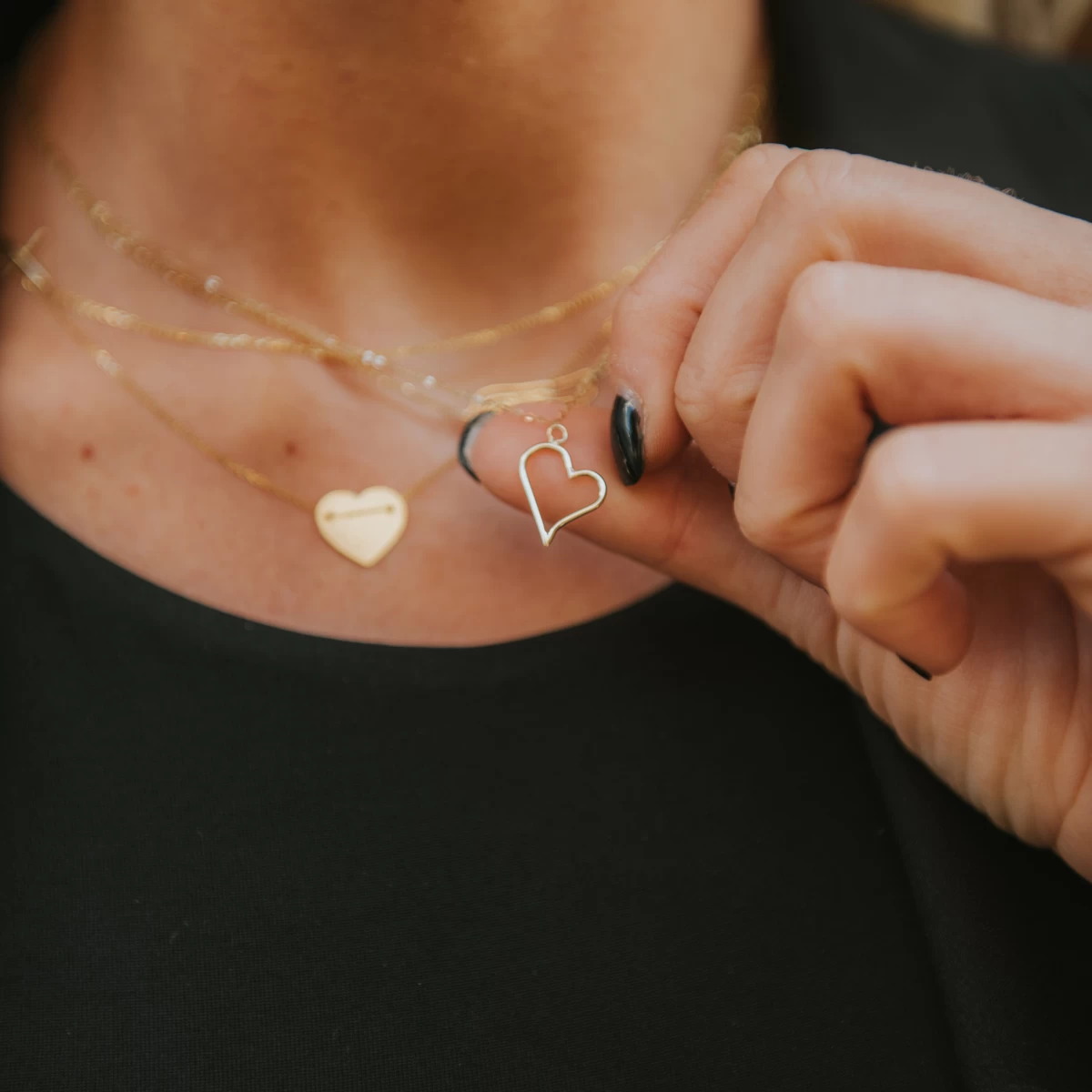 Belle Kontúr Szív Fehér Arany Nyaklánc