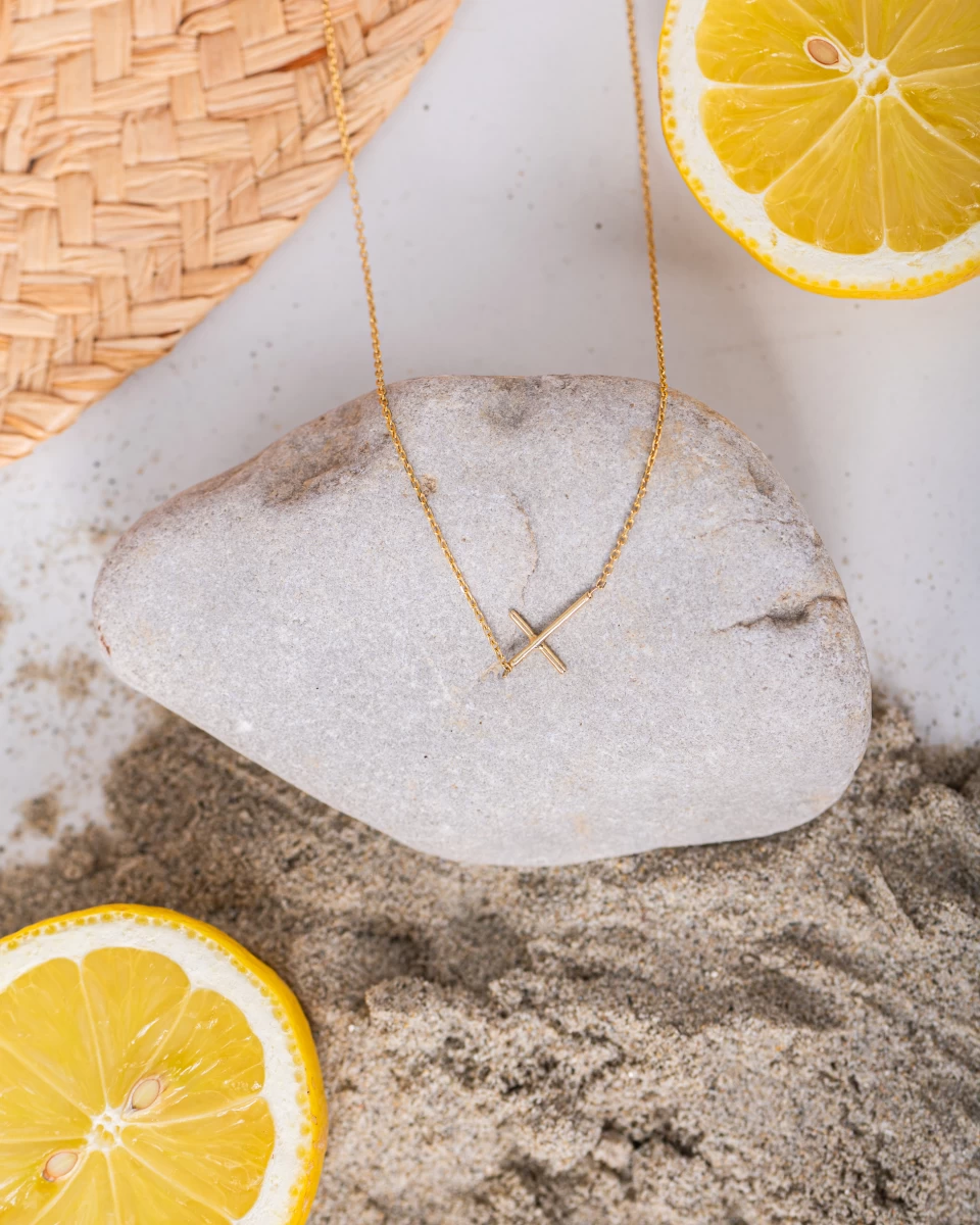 Kereszt Vörös Arany Nyaklánc