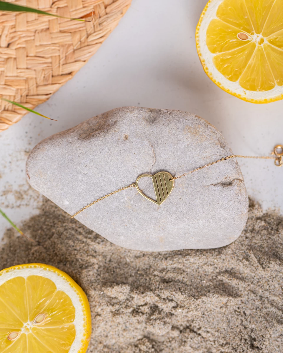 Áttört Szív Fehér Arany Karkötő