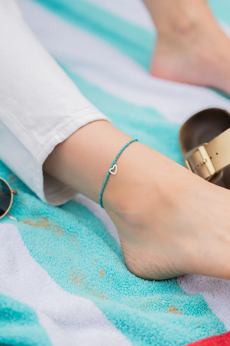 Türkiz Ásvány Amorf Kontúr Szív Ezüst 925 Bokalánc