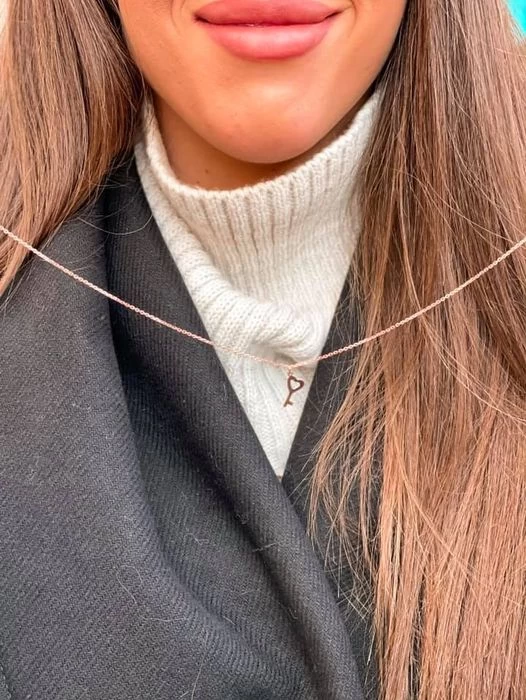 Szív Kulcs Sárga Arany 14K Nyaklánc