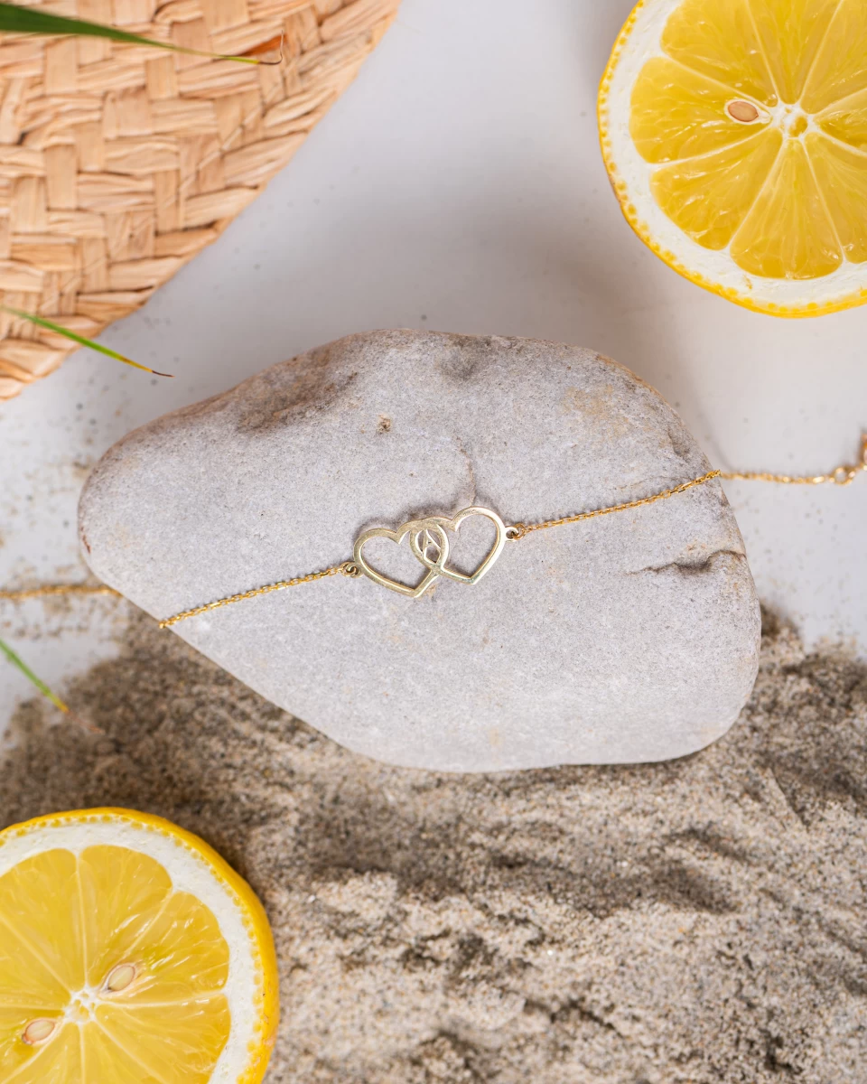 Dupla Kontúr Szív Betűvel Fehér Arany 14K Nyaklánc