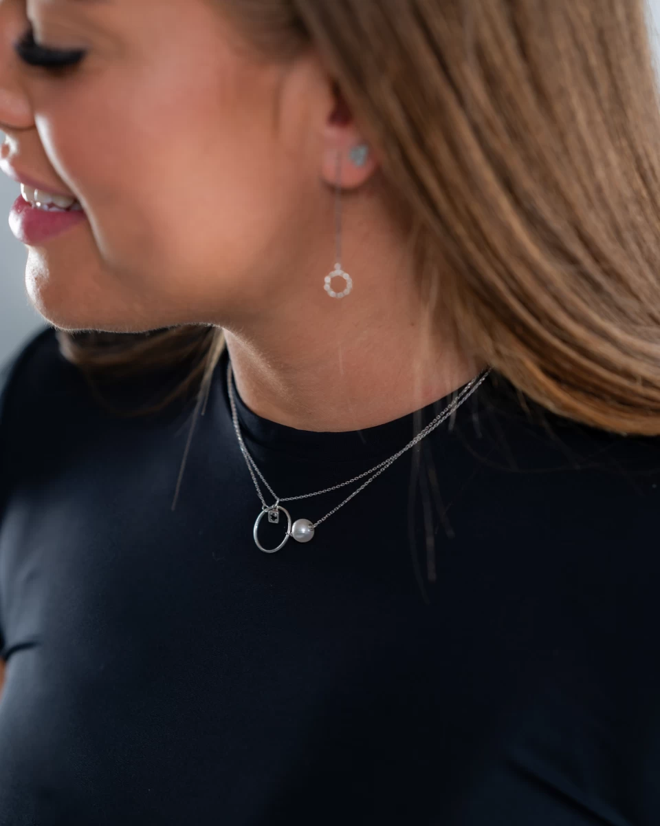 Fekete Cirkónia Féldrágakő 1 Kő Ezüst 925 Nyaklánc