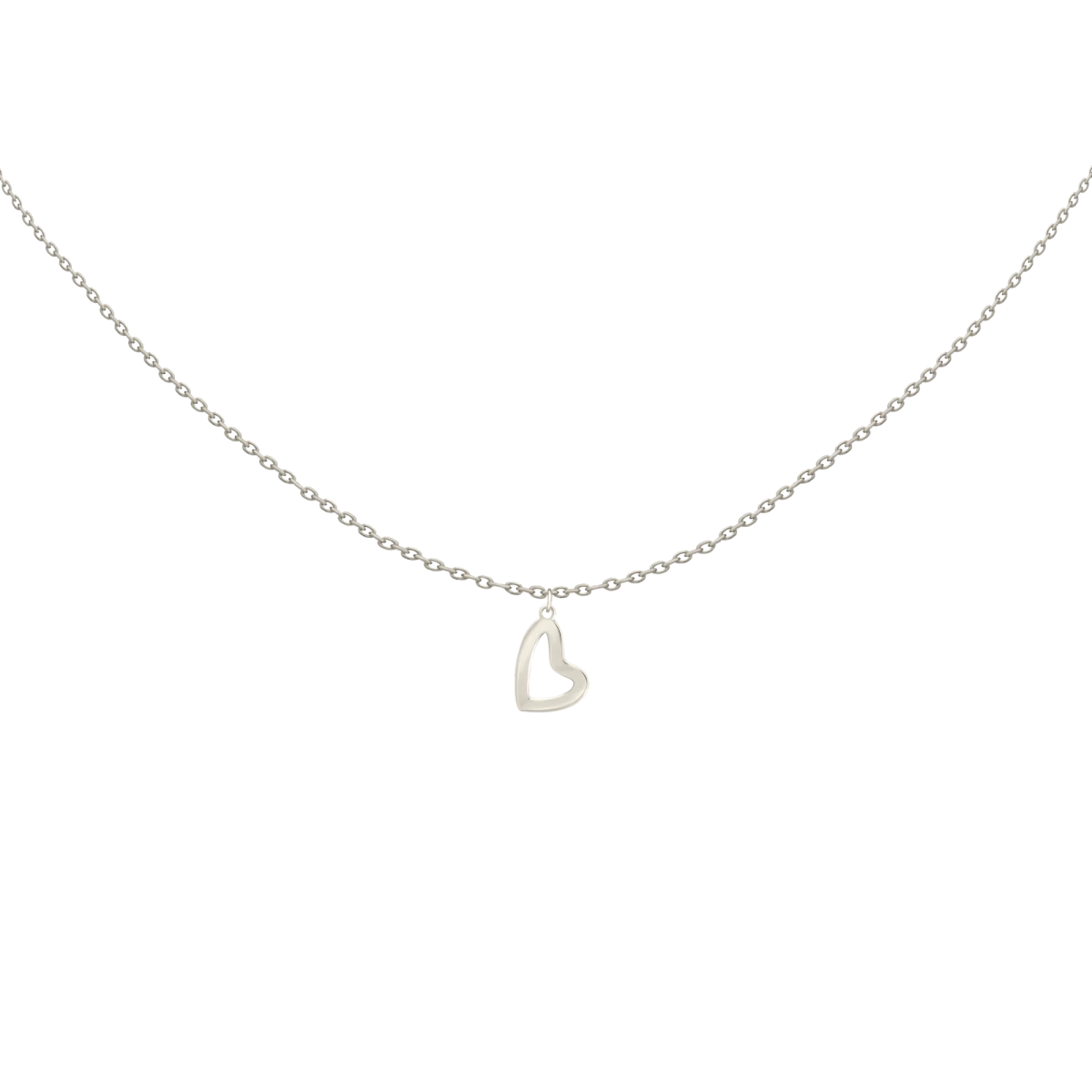 Vastag Kontúr Szív Fehér Arany 14K Nyaklánc