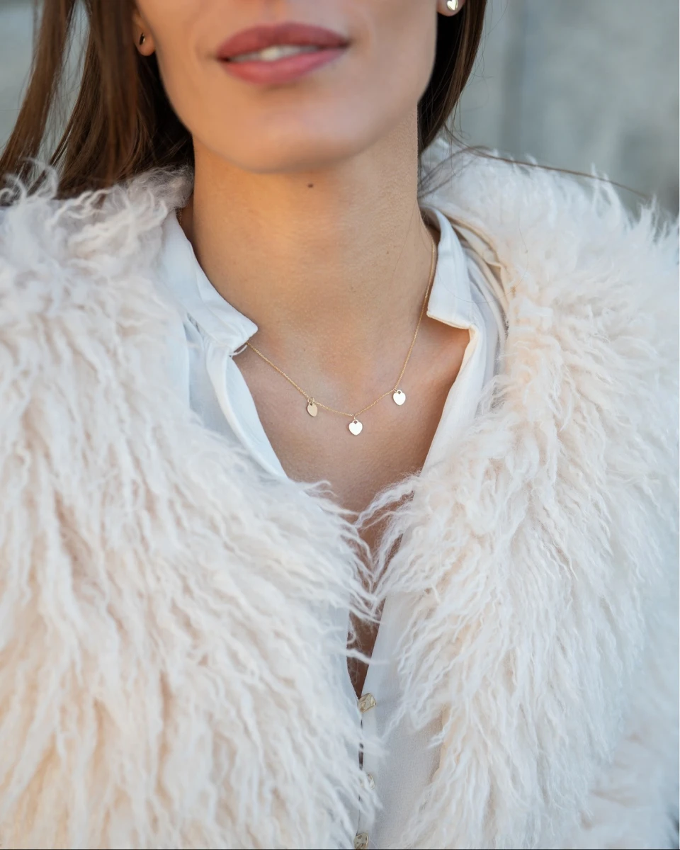 Lógós Szívek Sárga Arany 14K Nyaklánc