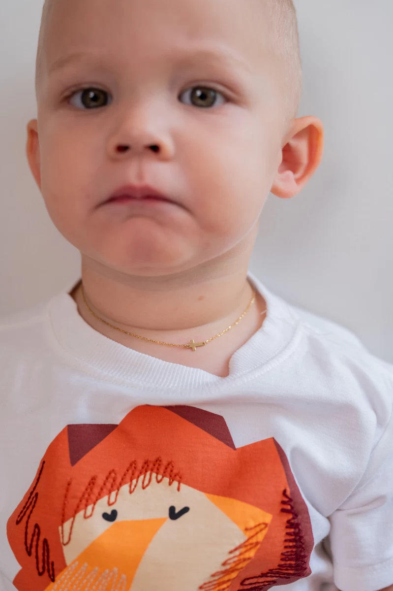 Kereszt Baby Fehér Arany 14K Nyaklánc