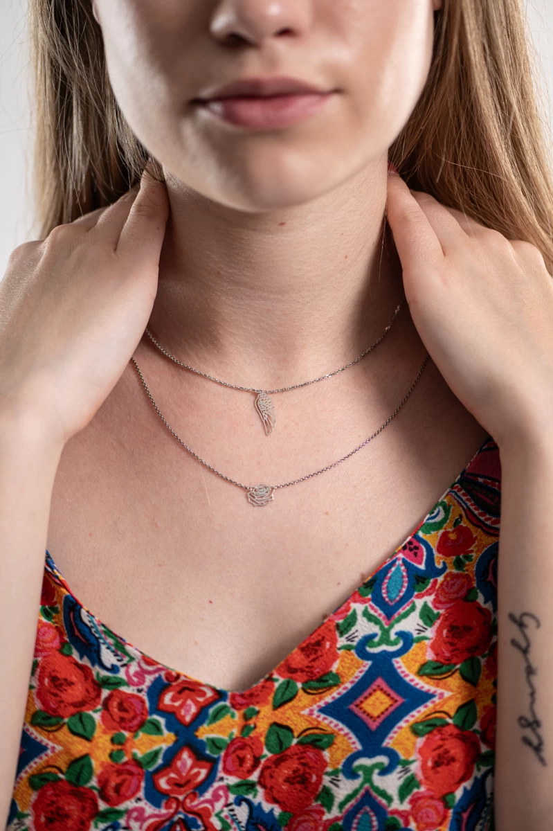 Lógó Angyalszárny Fehér Arany Nyaklánc