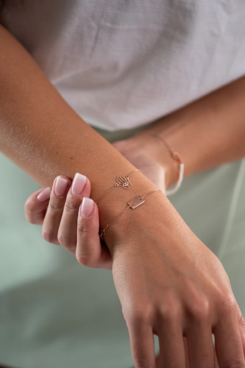 Lapos Téglalap Vörös Arany Karkötő