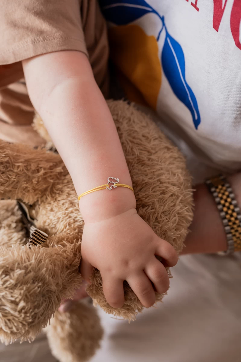 Kontúr Elefánt Baby Sárga Arany 14K Fonalas Karkötő