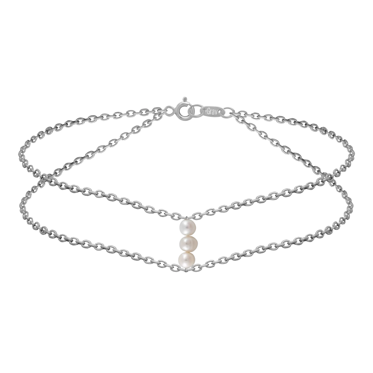 Fehér Édesvízi Gyöngy Két Soros Ezüst 925 Karkötő
