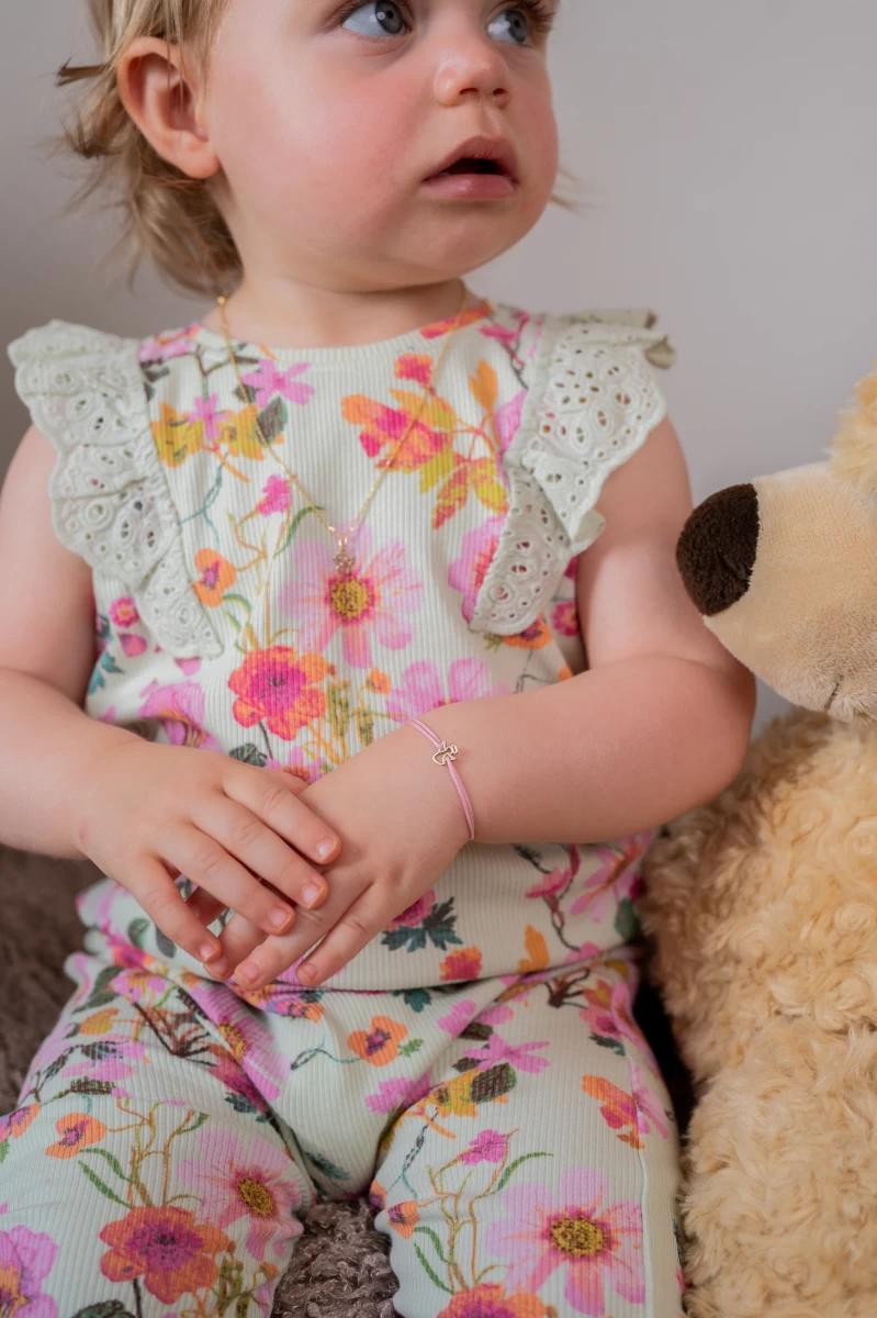 Kontúr Angyal Glóriával Baby Fehér Arany 14K Fonalas Karkötő