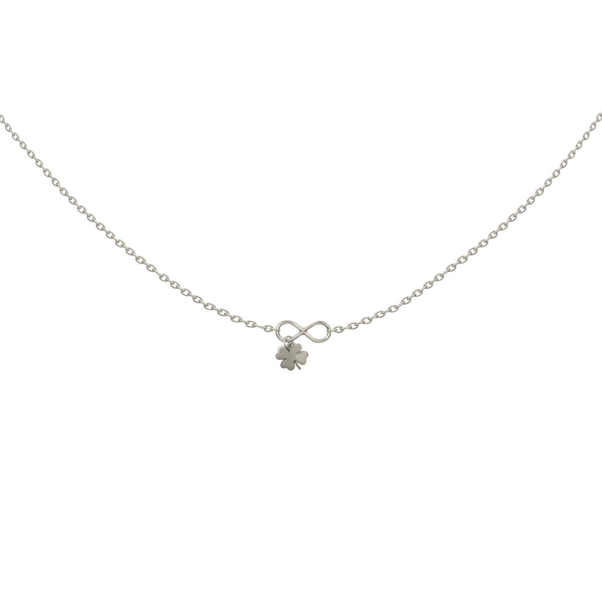 Végtelen Lóhere Szerencse Fehér Arany Nyaklánc