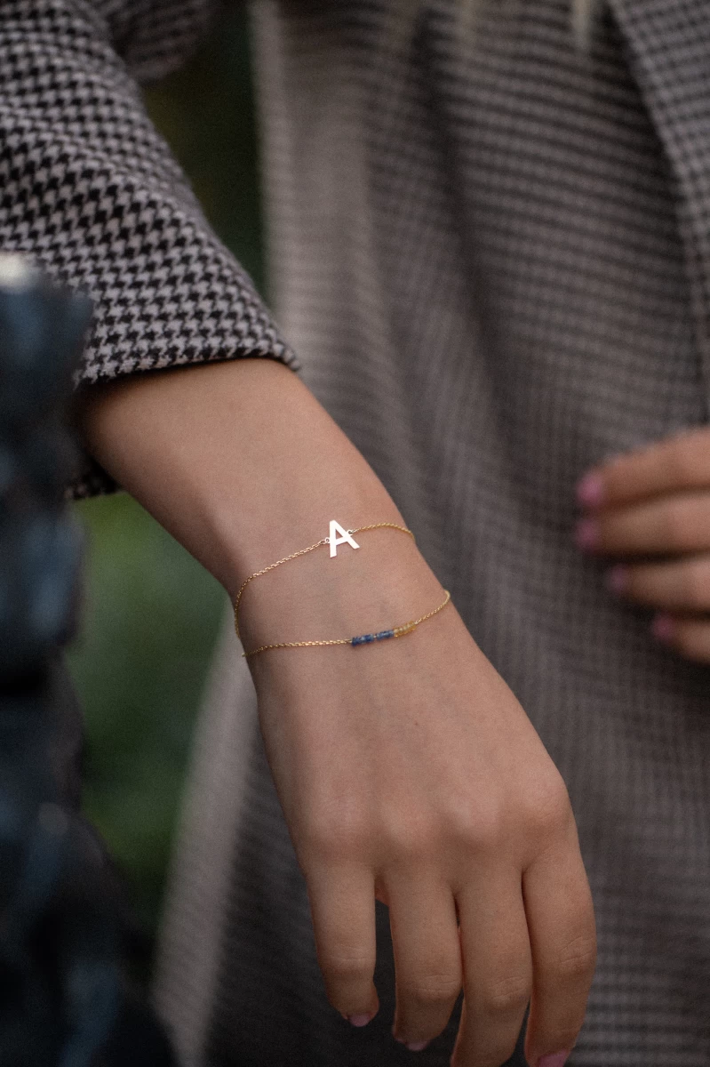 Sárga És Kék Zafír Sárga Arany 14K Karkötő