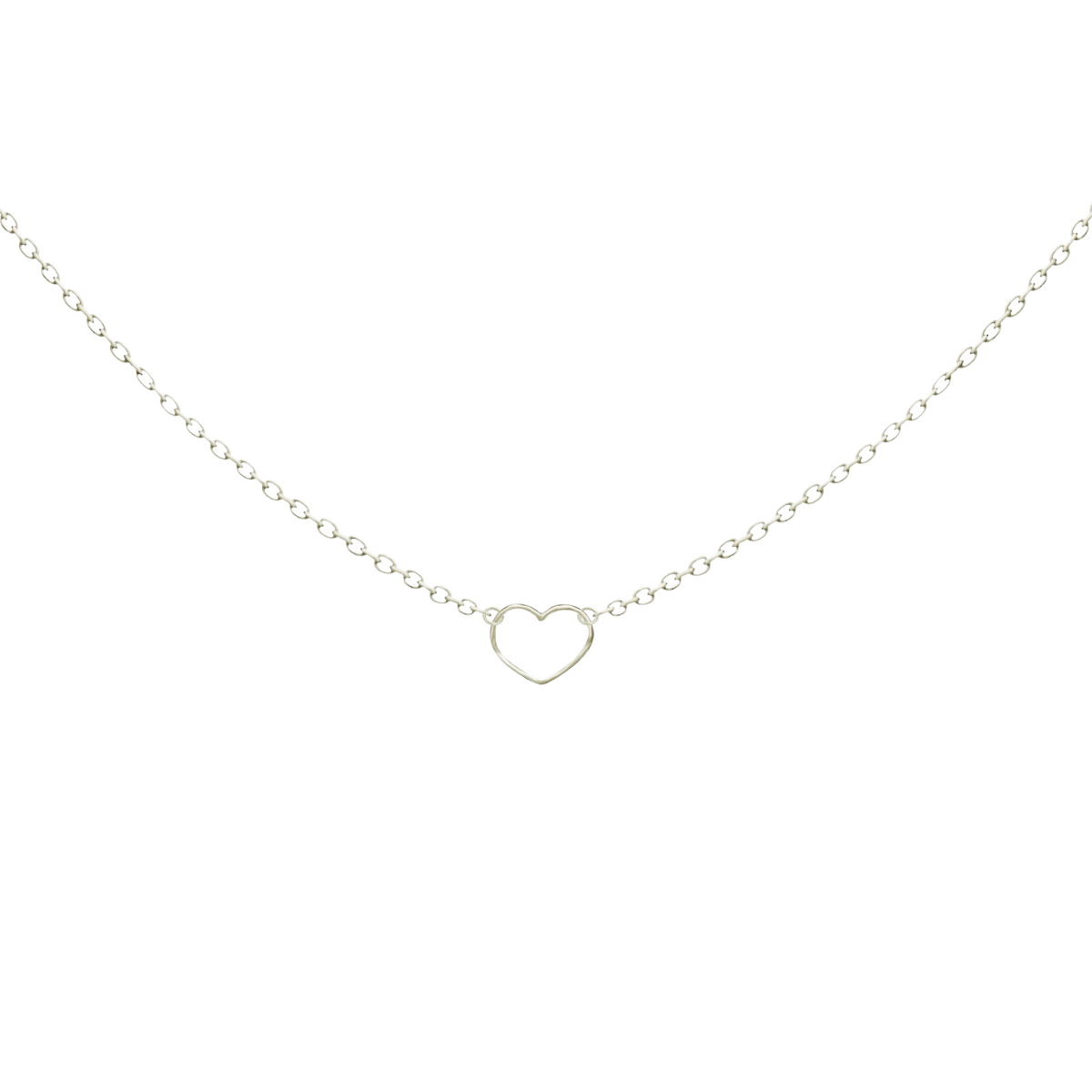 Kontúr Szív Örök Rózsával Fehér Arany 14K Nyaklánc