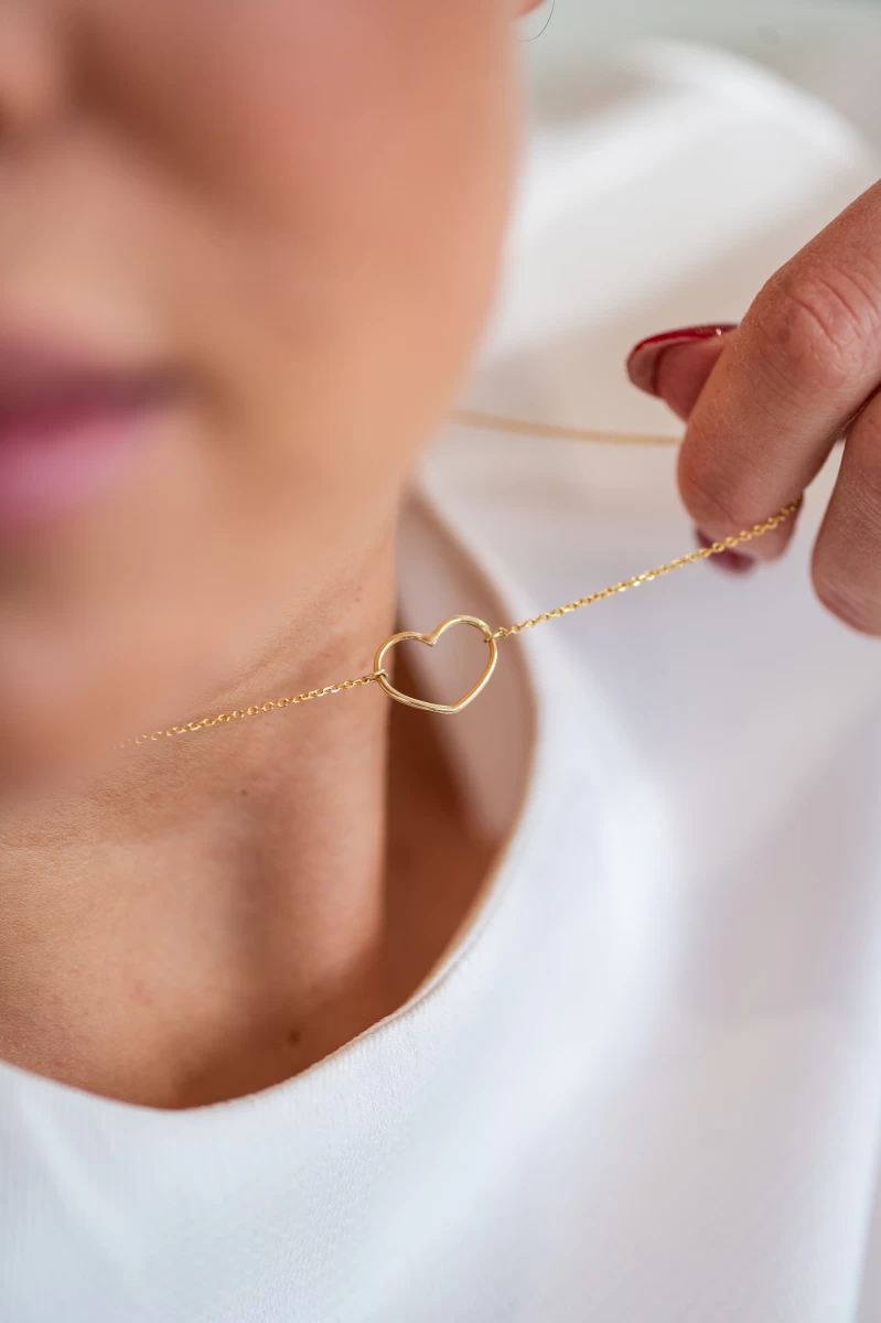 Kontúr Szív Vörös Arany Nyaklánc