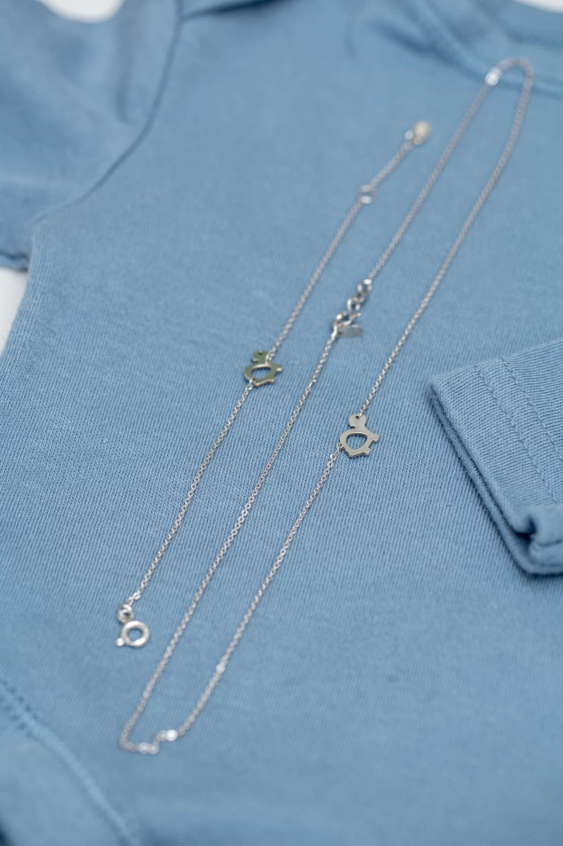 Teknős Baby Fehér Arany 14K Karkötő