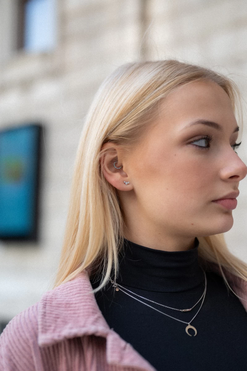 Cirkónia Féldrágakő Ív Fehér Arany Fülbevaló