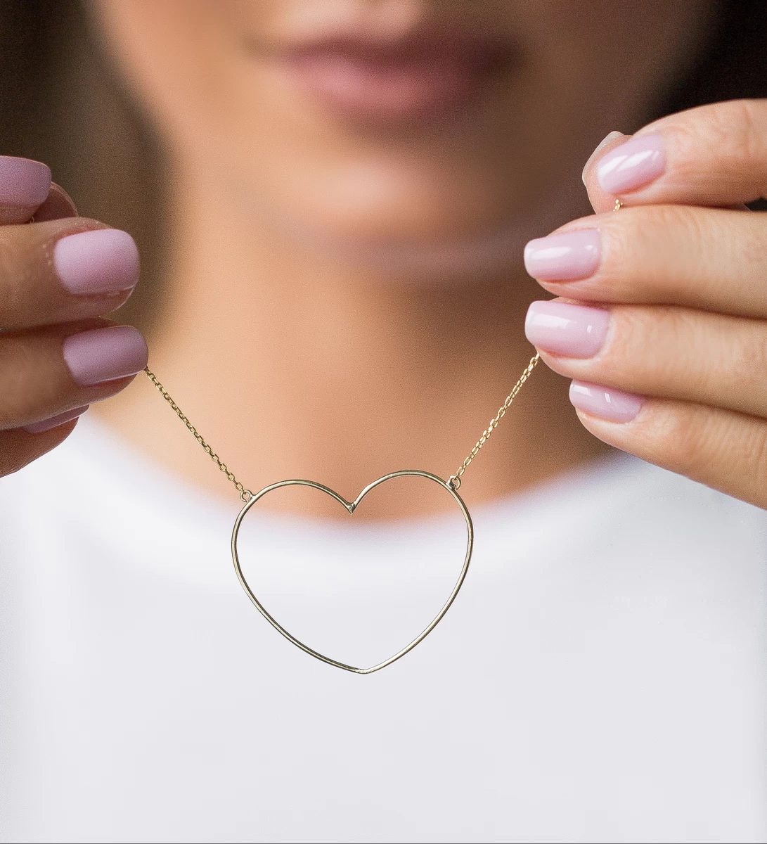 Nagy Szív Ezüst Nyaklánc