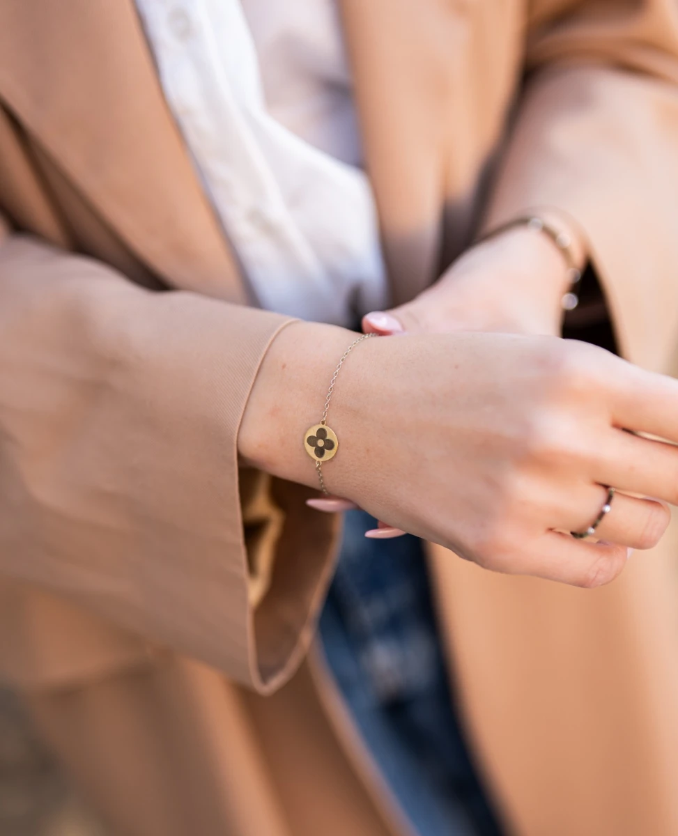 Körben Virág Fehér Arany 14K Karkötő