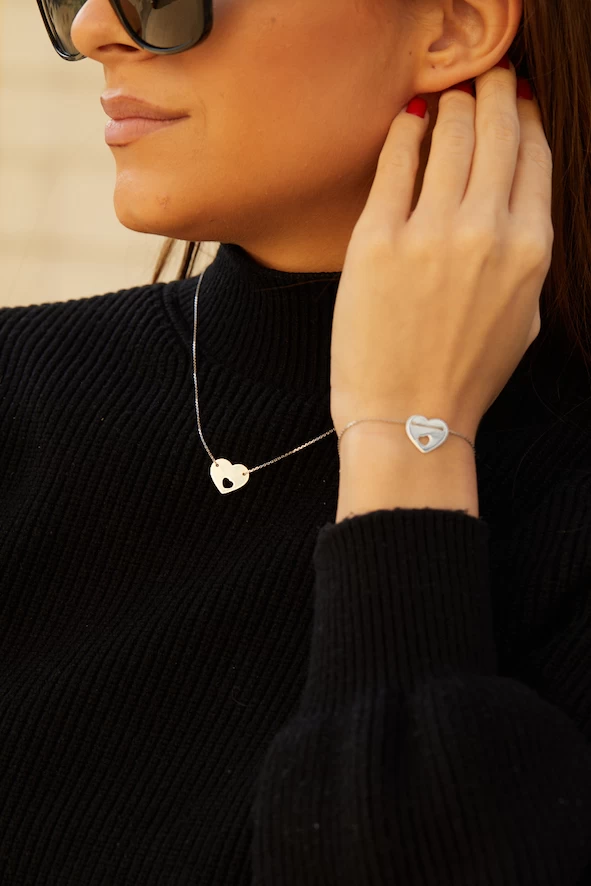 Szívben Szív Ezüst Karkötő