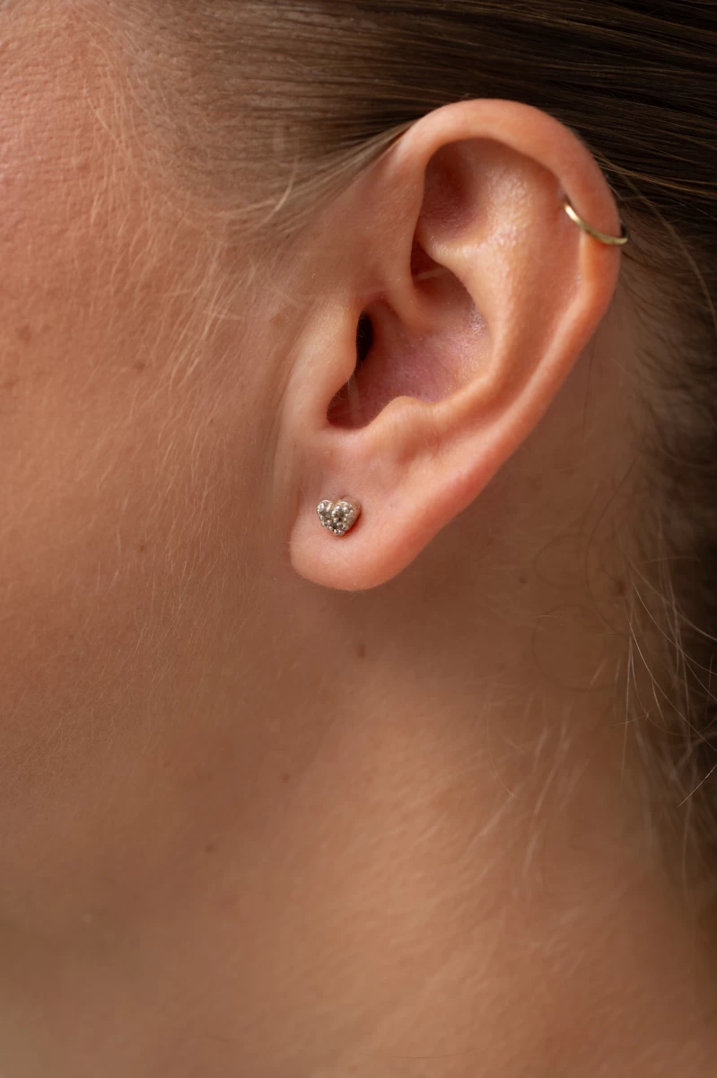 Cirkónia Féldrágakő Szív Fehér Arany 14K Fülbevaló