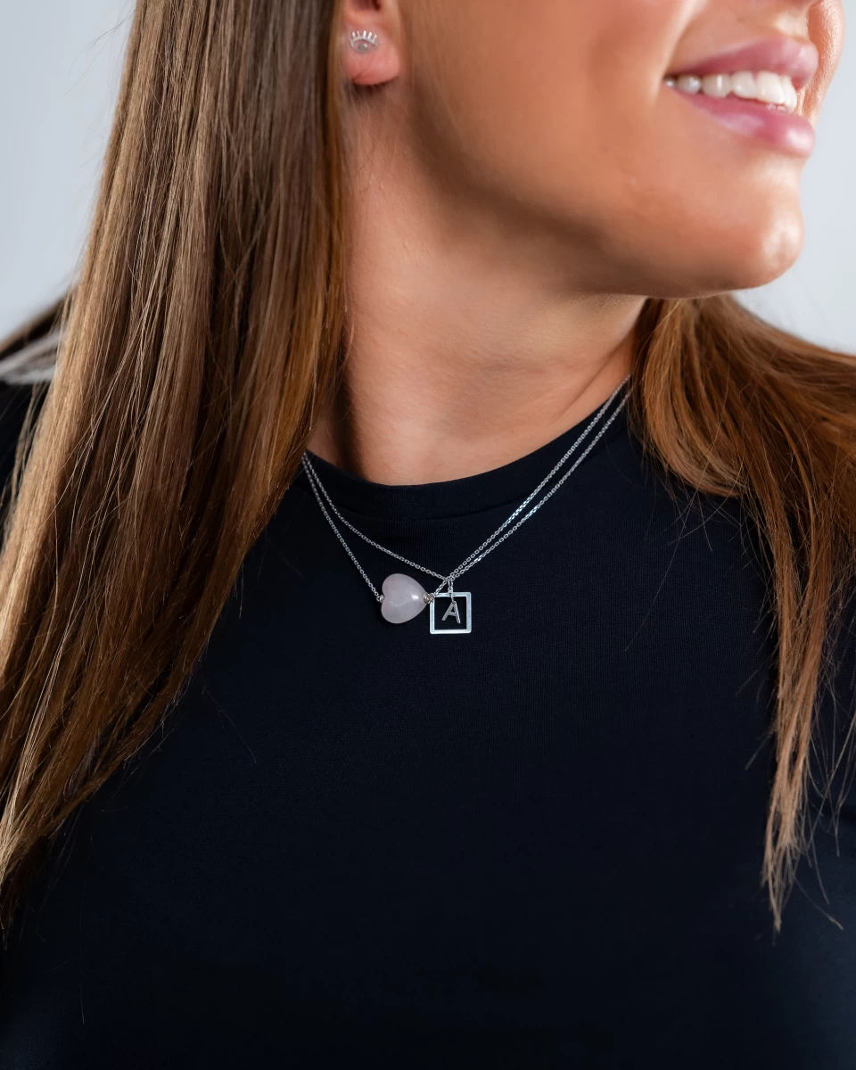 Betű Keretben Fehér Arany 14K Nyaklánc