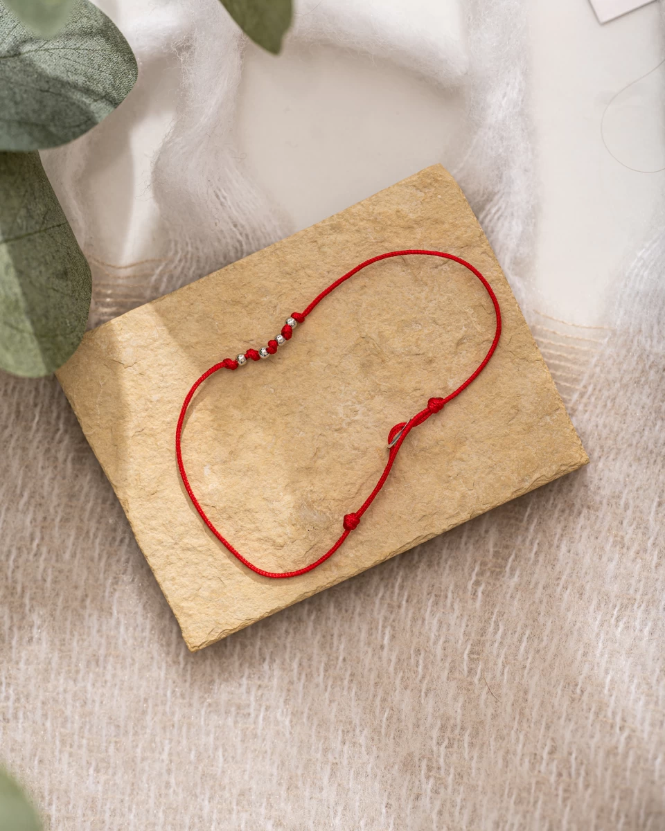 GRAV Piros Védelmező Baby Ezüst 925 Fonalas Karkötő