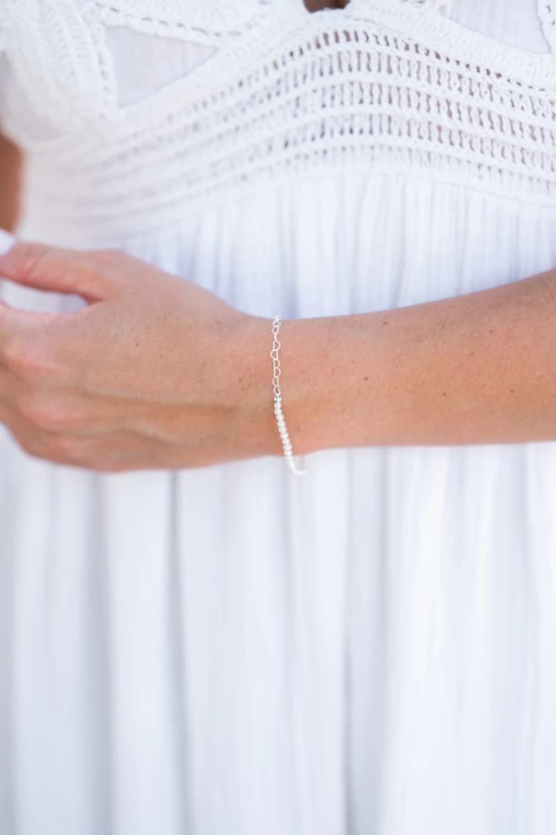 Kis Gyöngy Lánc Fehér Arany Karkötő