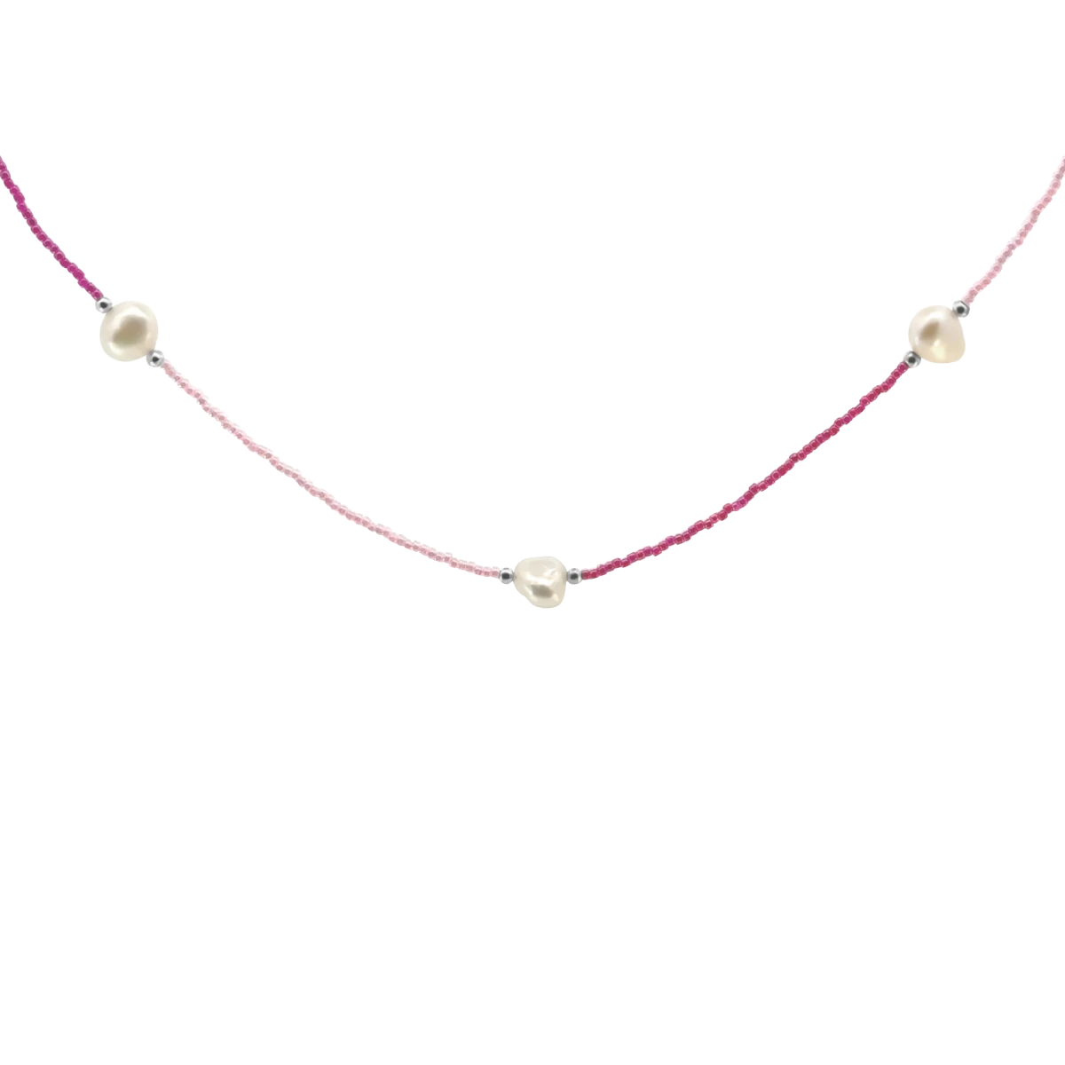 Rózsaszín Design Gyöngy Fehér Édesvízi Gyöngy Ezüst 925 Nyaklánc