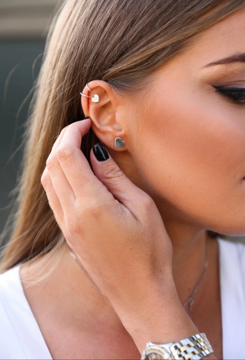 Szív Fehér Arany Fülgyűrű