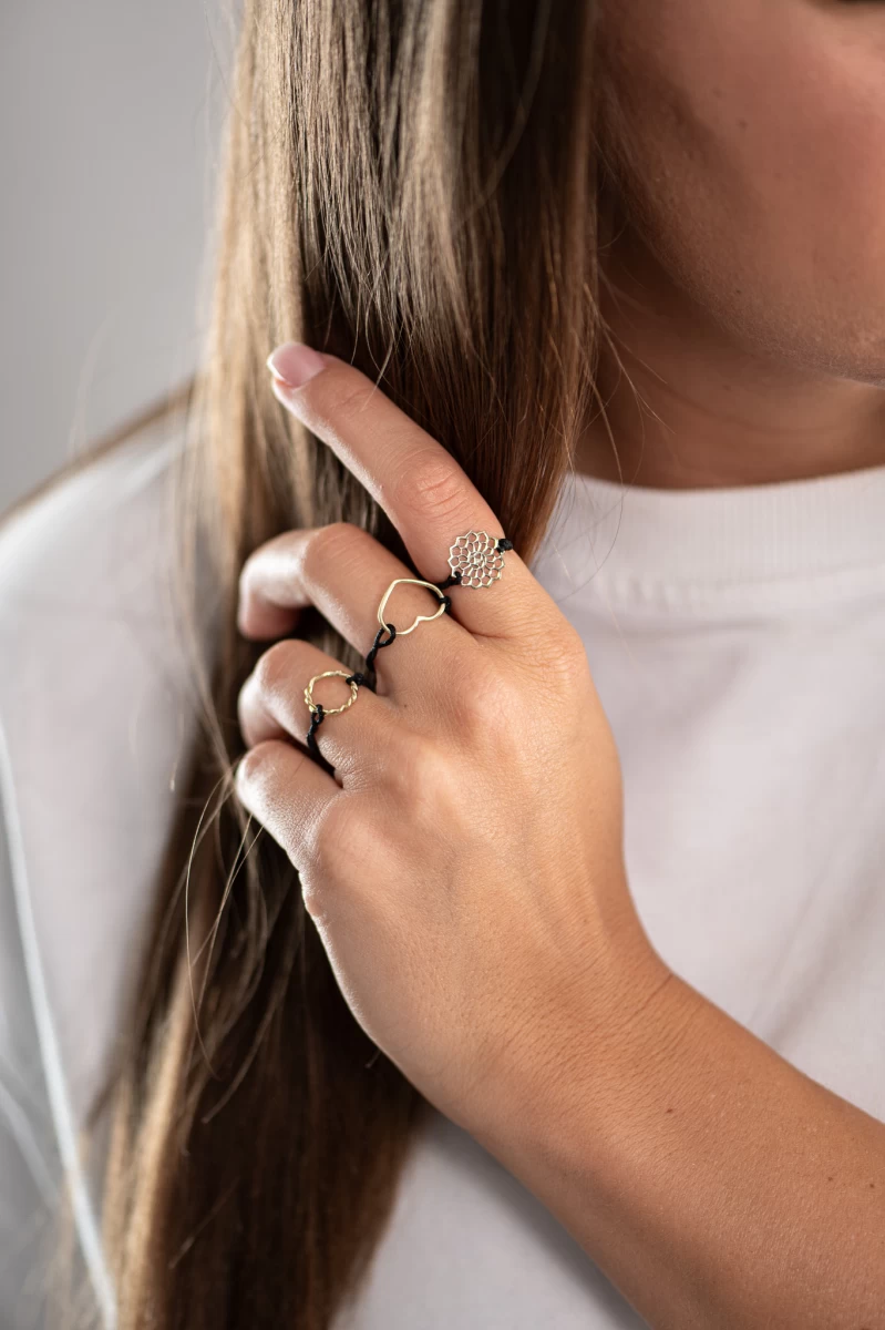 Mandala Vörös Arany Zsinór Gyűrű