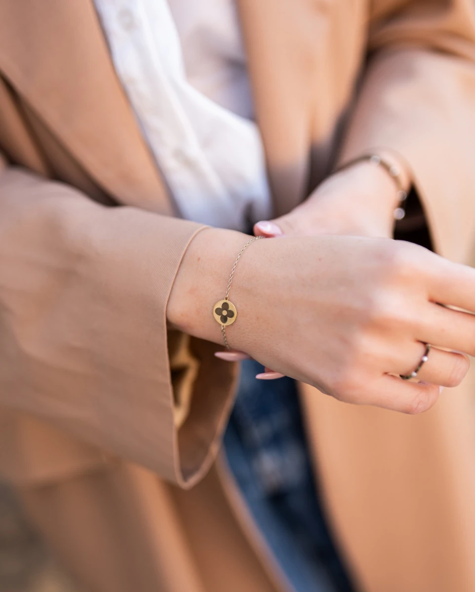 Körben Virág Sárga Arany 14K Karkötő