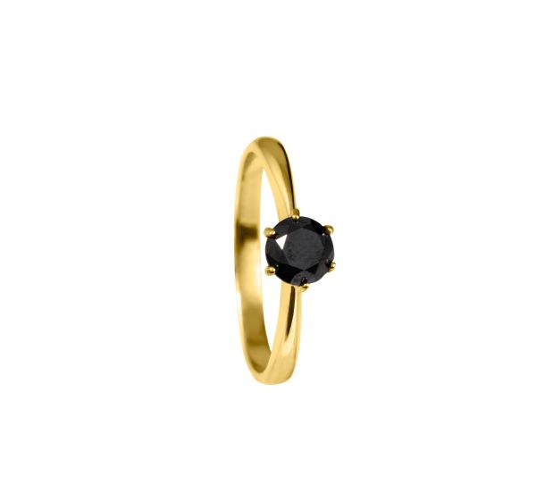 Fekete Brill Köves Sárga Arany Gyűrű