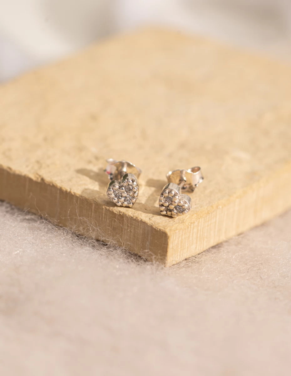 Cirkónia Féldrágakő Szív Ezüst 925 Fülbevaló