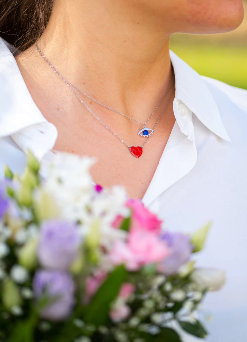 Evil Eye Fehér Arany 14K Nyaklánc