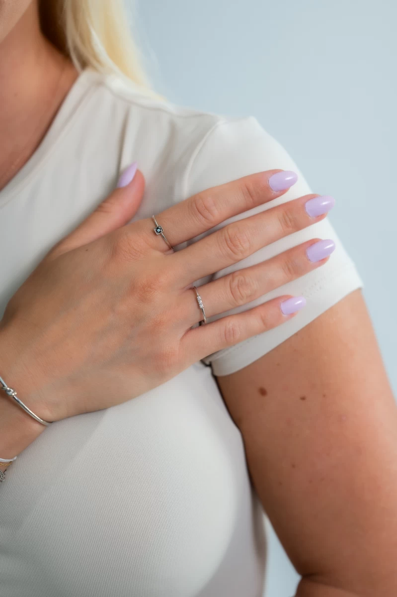 Fekete Cirkónia Féldrágakő 1 Kő Ezüst 925 Gyűrű