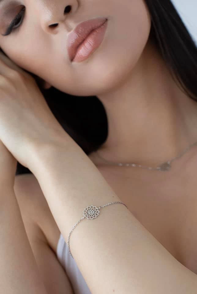 Mandala Fehér Arany Karkötő