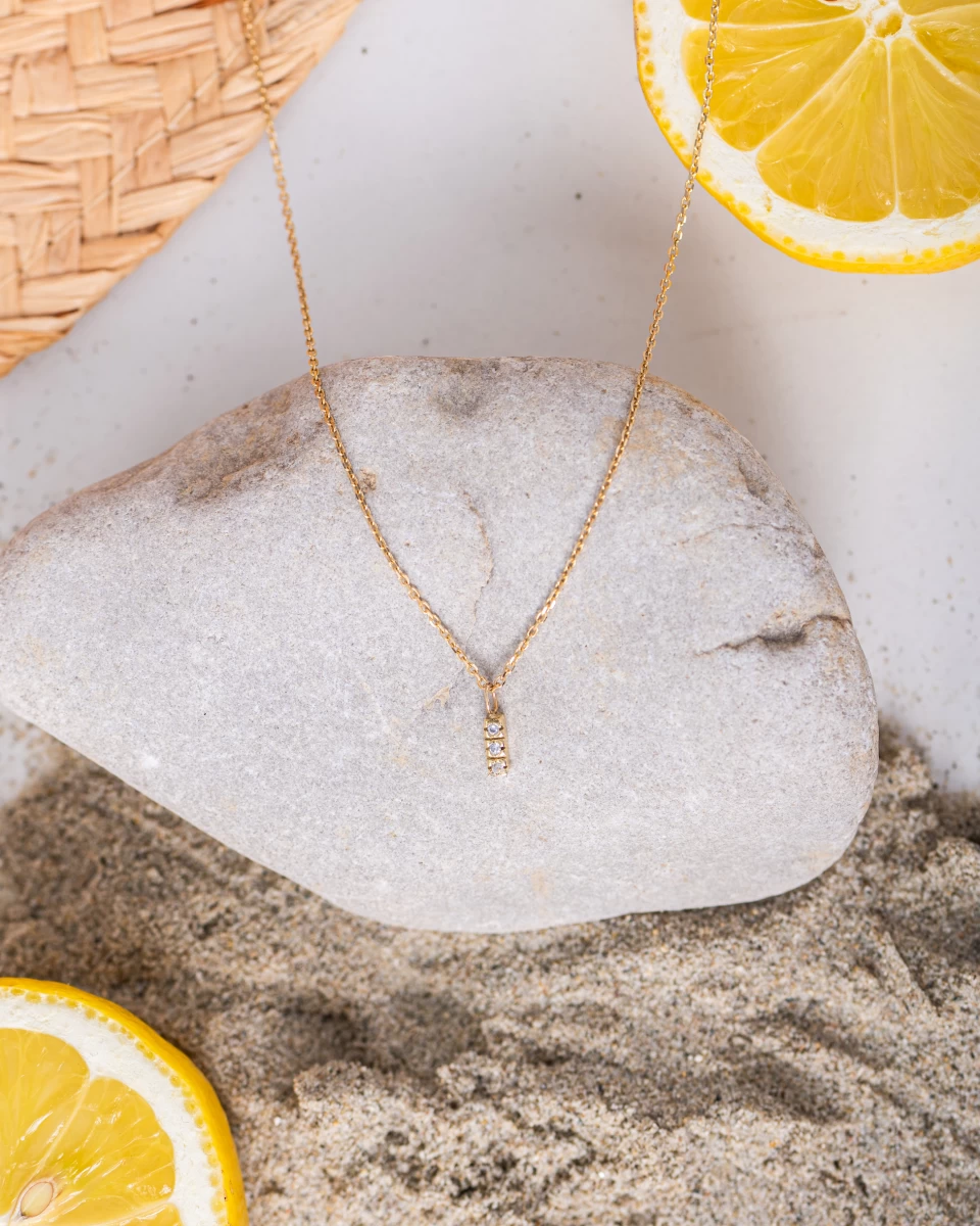 Lógós 3 Cirkónia Köves Sárga Arany Nyaklánc