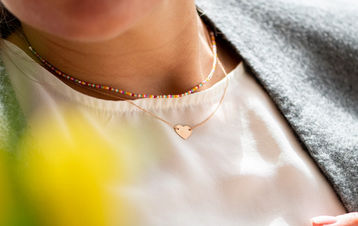 Szív Fehér Arany Nyaklánc