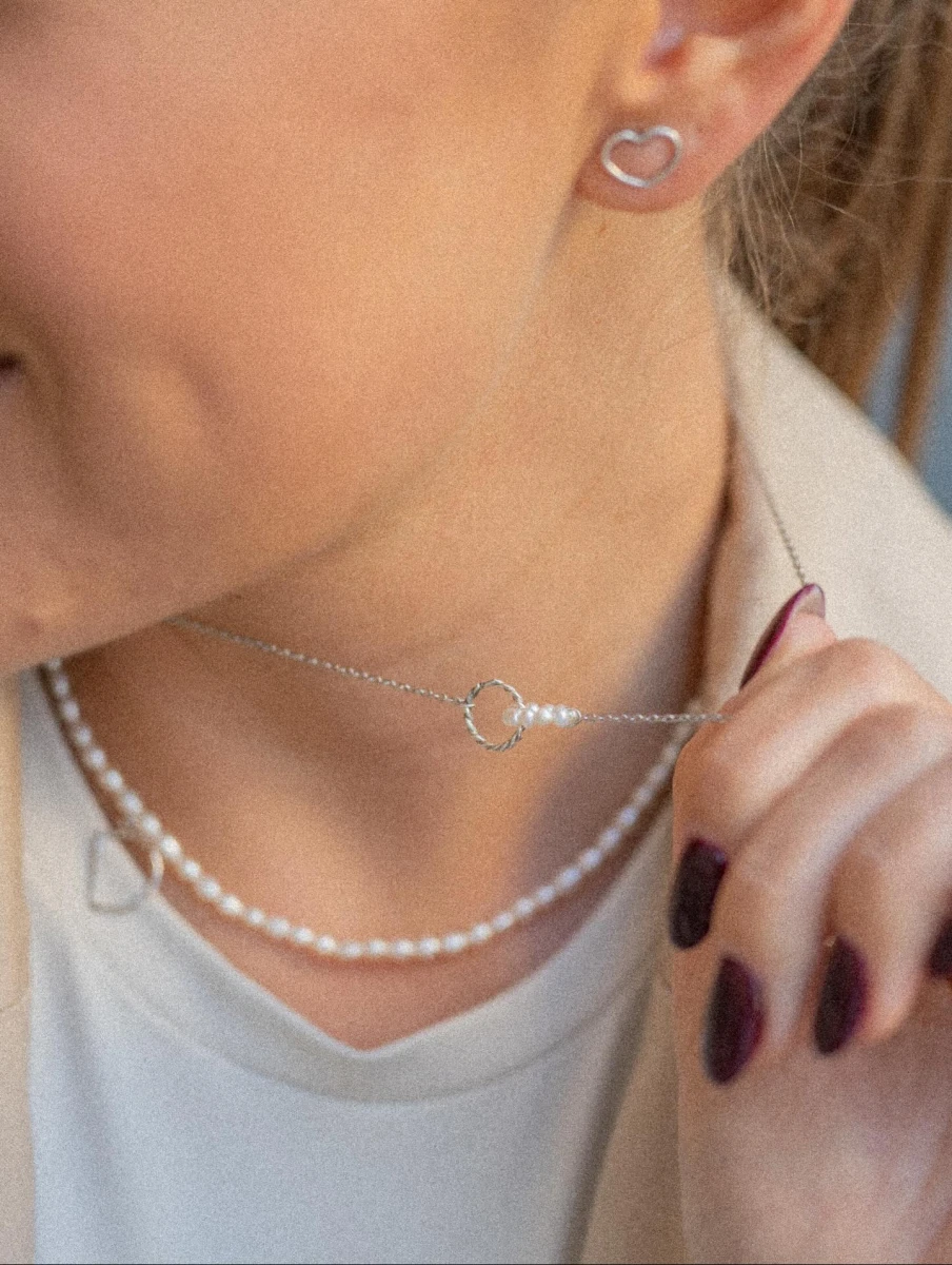 Nolita Kör és Fehér Édesvízi Gyöngy Kör Fehér Arany 14K Nyaklánc