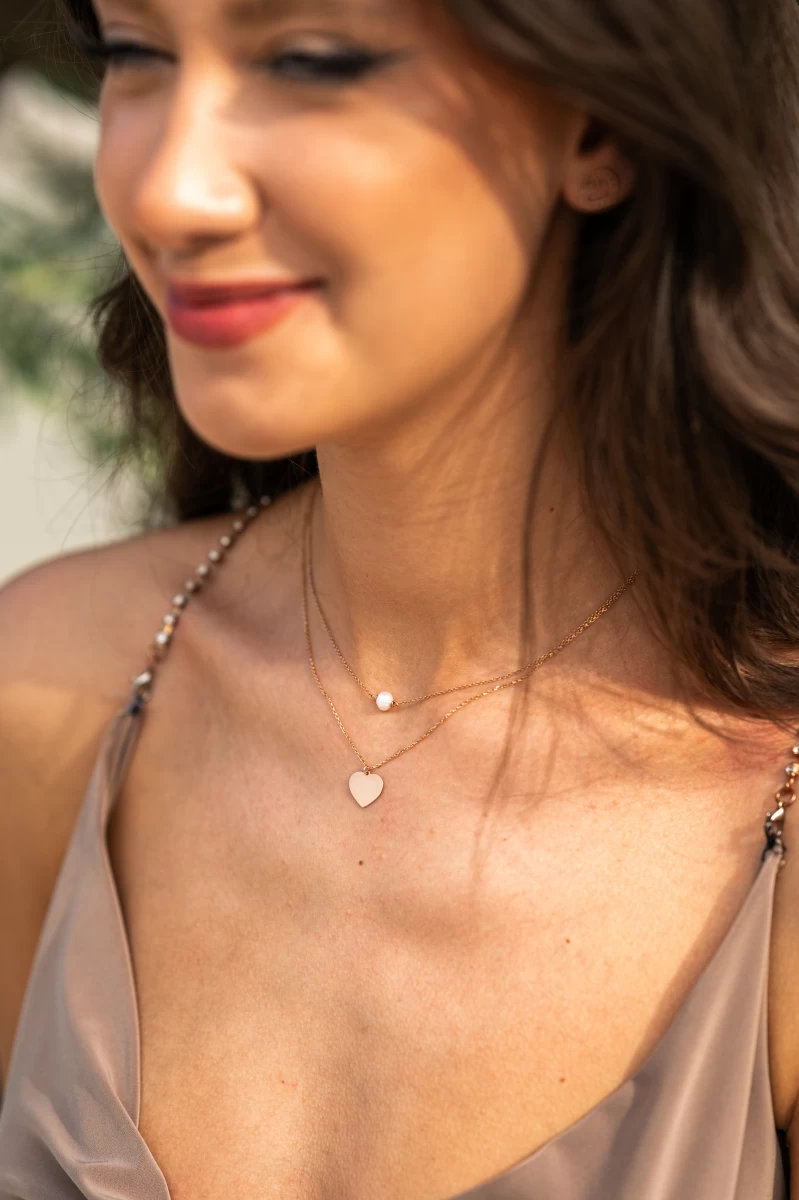 Lógós Szív Vörös Arany Nyaklánc