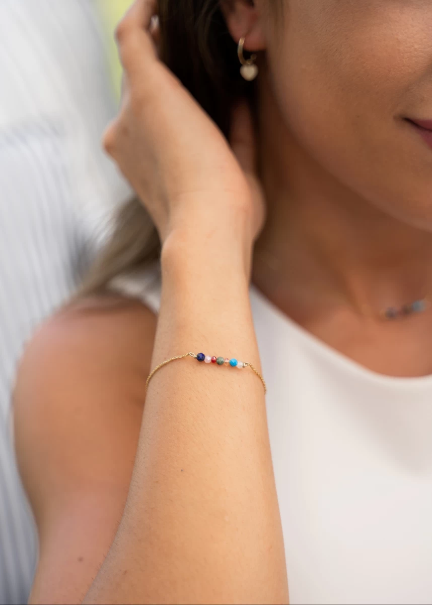 Színes Kristály Ezüst 925 Karkötő